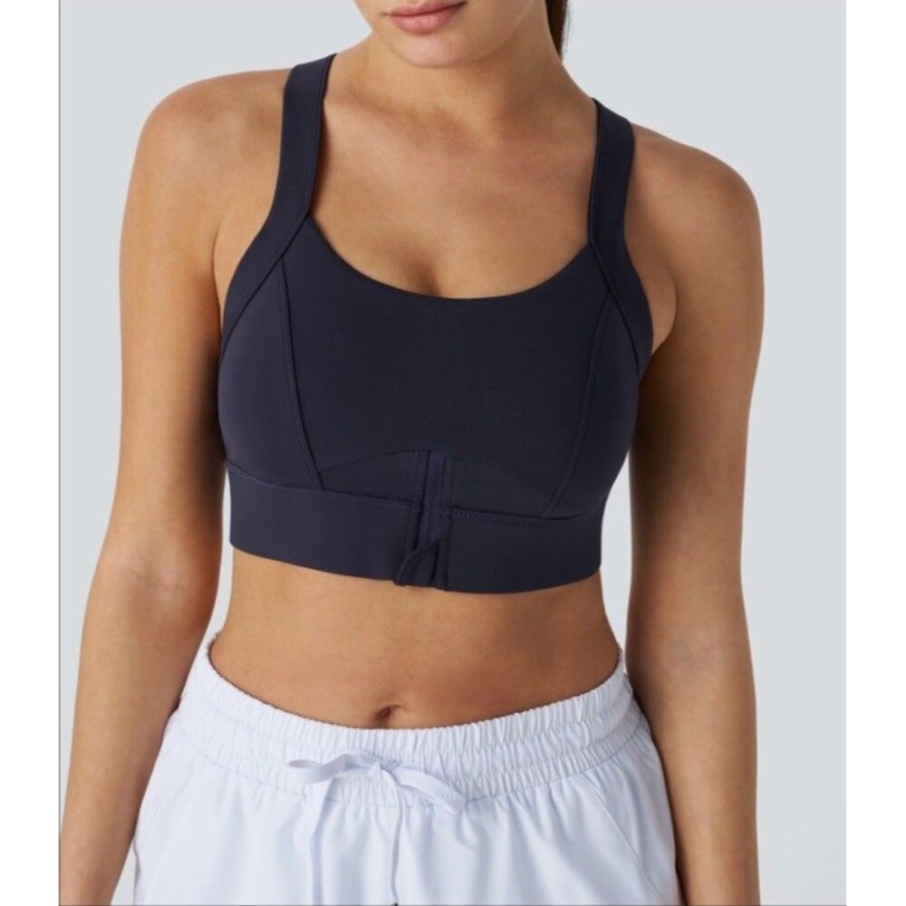 Halara Medium Support Zipper Quick Dry Workout Sports Bra NWOT Size XS